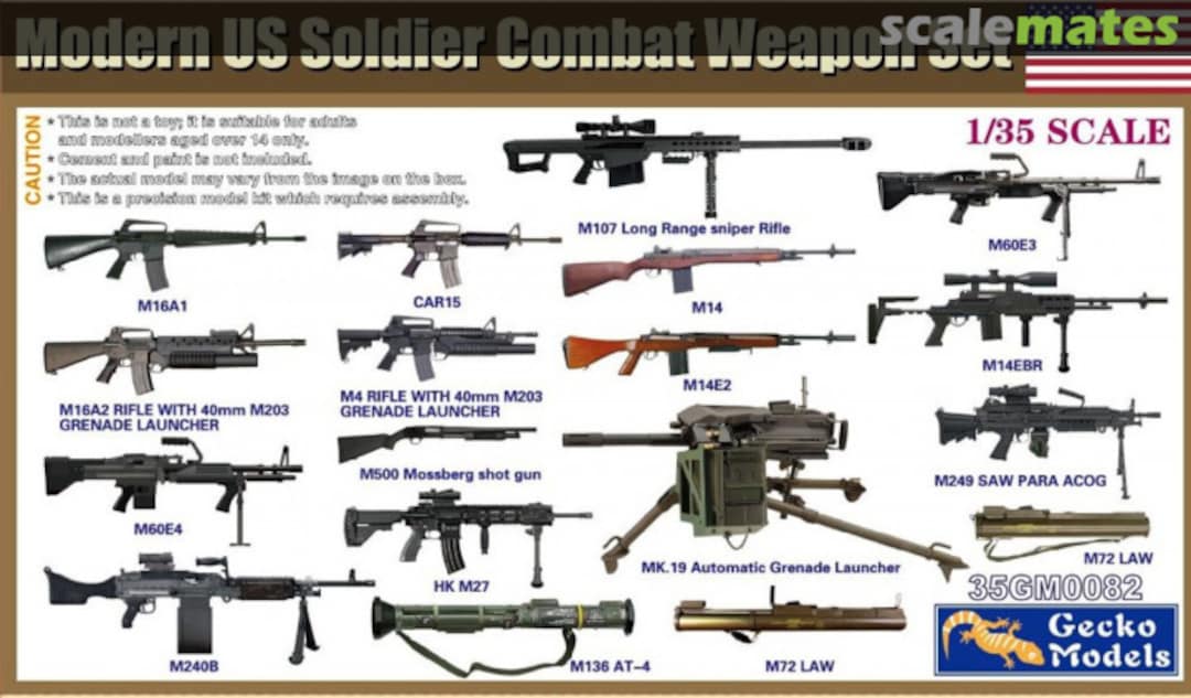 Boxart Modern US Soldier Combat Weapon Set 35GM0082 Gecko Models