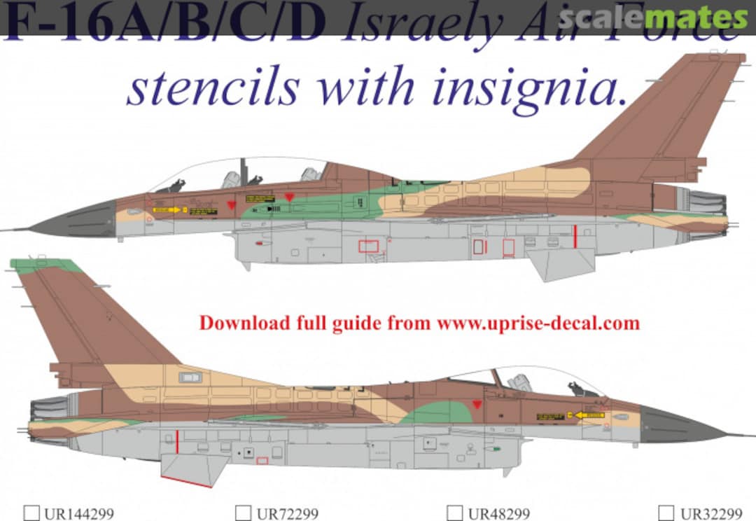 Boxart F-16A/B Netz Pt.1 Israeli Air Force with stencils UR32299 UpRise Decal Serbia