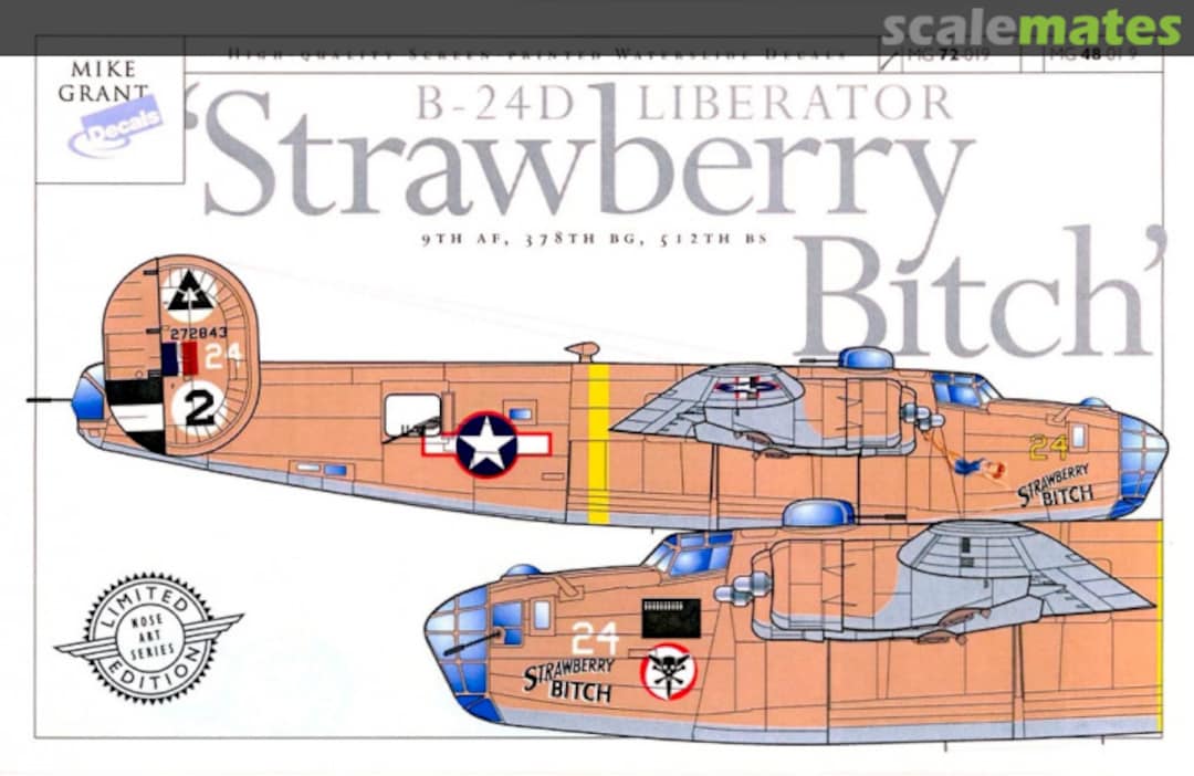 Boxart B-24D Liberator 'Strawberry Bitch' MG 72-019 Mike Grant Decals