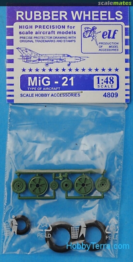 Boxart Rubber wheels 1/48 for MiG-21 4809 Elf Production of Model Accessories