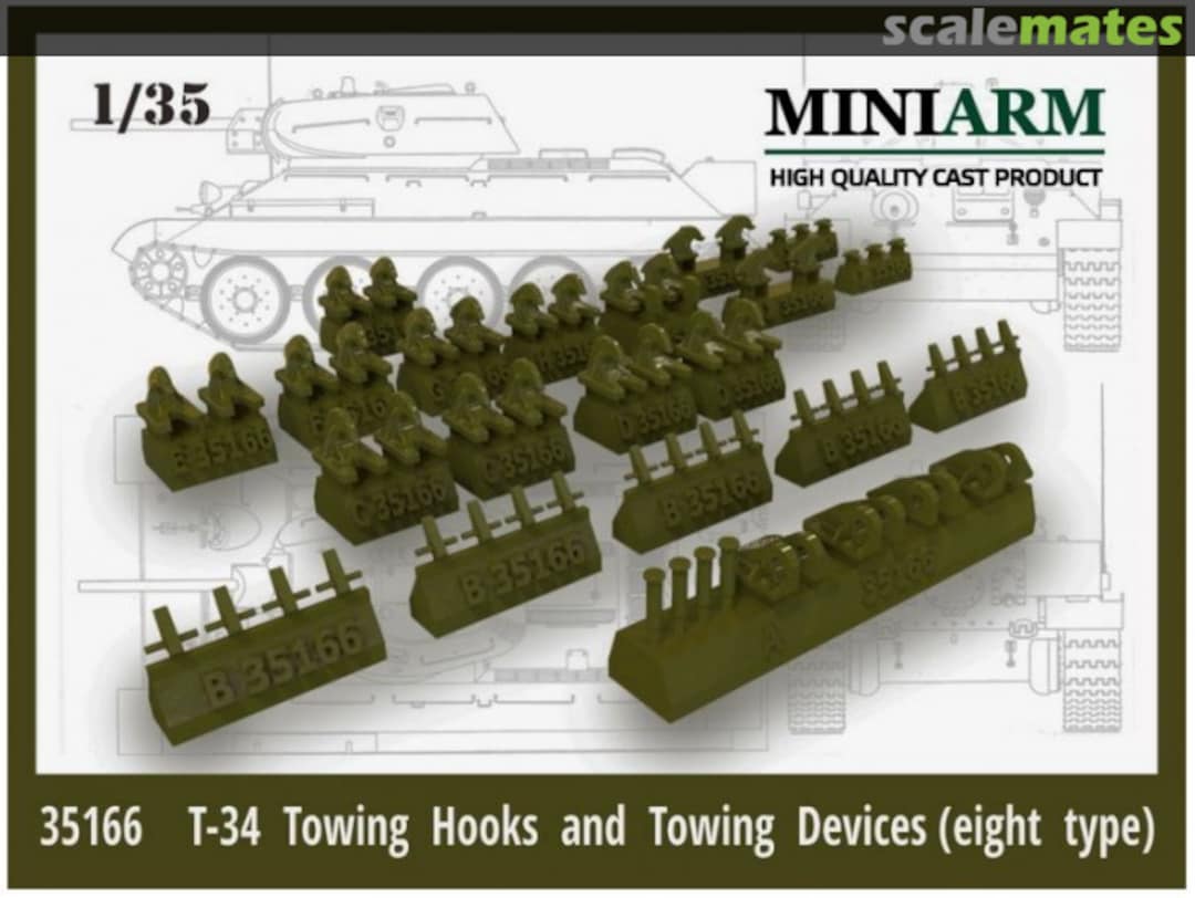 Boxart T-34 Towing Hooks and Towing Devices (8 types) B35166 Miniarm