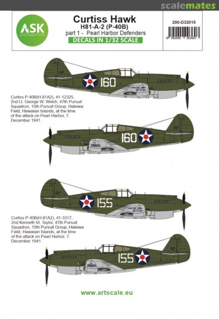 Boxart Curtiss Hawk H81-A-2 (P-40B) 200-D32015 ASK