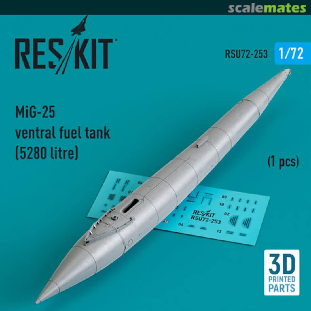 Boxart MiG-25 ventral fuel tank (5280 litre) (1 pcs) (3D Printed) RSU72-0253 ResKit