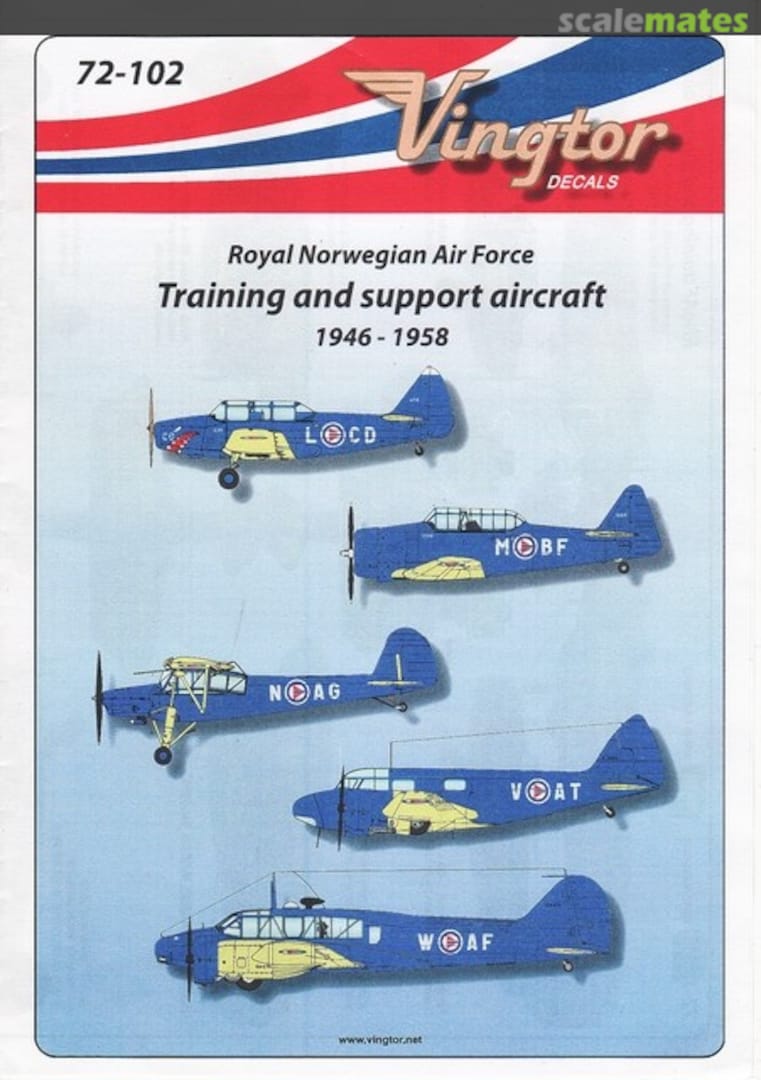 Boxart Training and support aircraft 72-102 Vingtor Decals