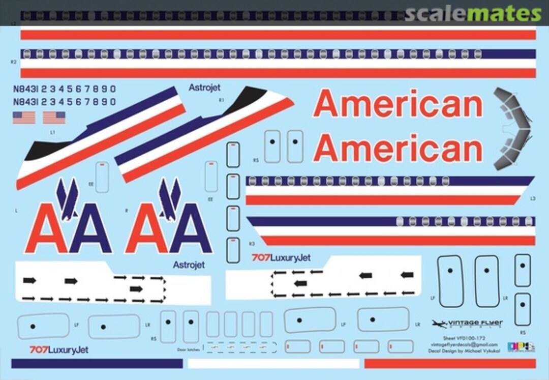 Boxart 707-323B American Airlines (Final) VFD072-172 Vintage Flyer Decals