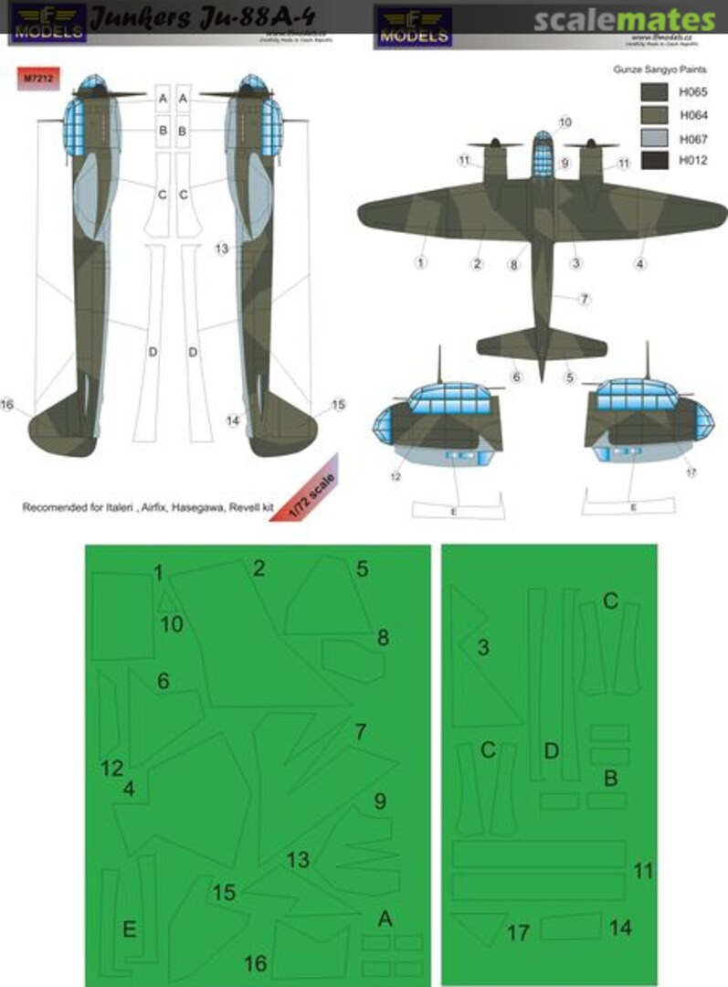 Boxart Junkers Ju-88A-4 (Camouflage Painting Masks) M7212 LF Models