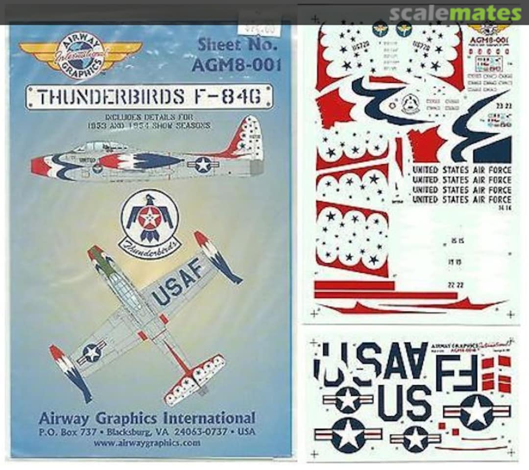 Boxart Republic F-84G Thunderjet: USAF Thunderbirds AGM8-001 Airway Graphics