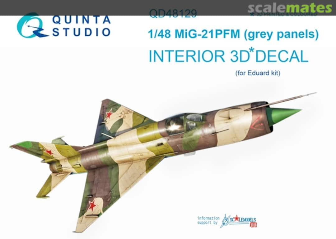 Boxart Mig-21PFM (grey panels) interior 3D decals QD48129 Quinta Studio