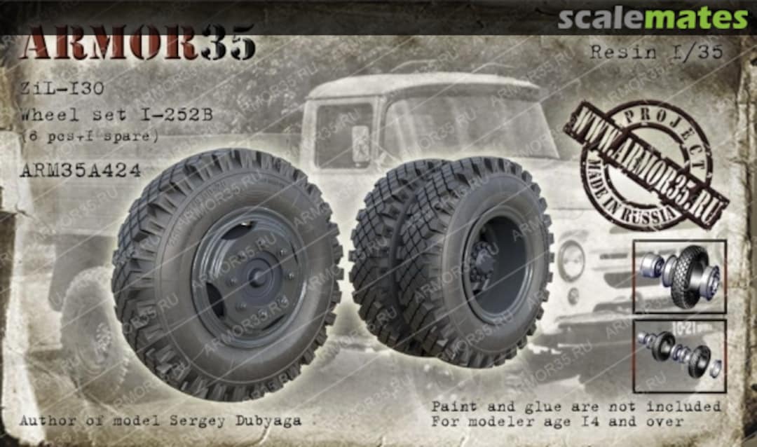 Boxart ZiL-130 Wheel set I-252B ARM35A424 Armor35