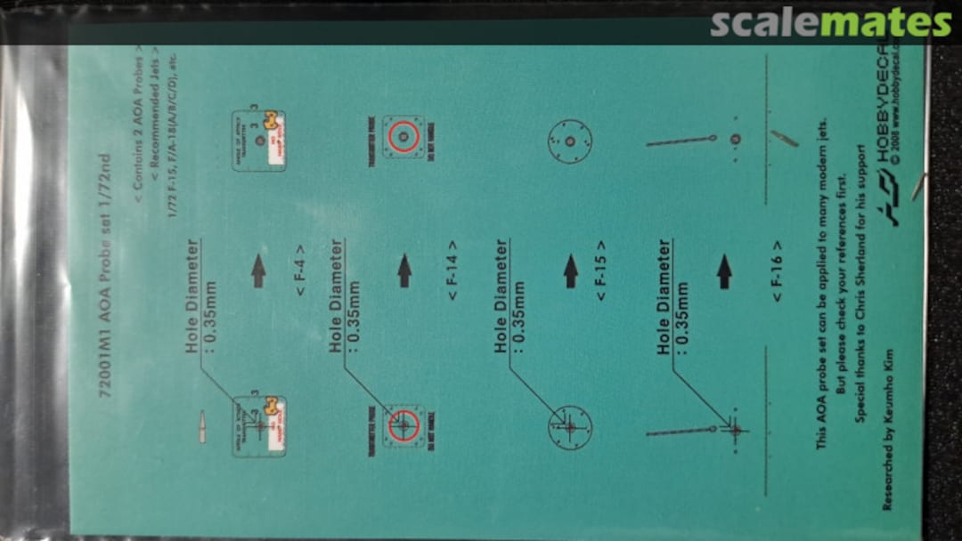 Boxart AOA Probe Set 72001M1 HobbyDecal