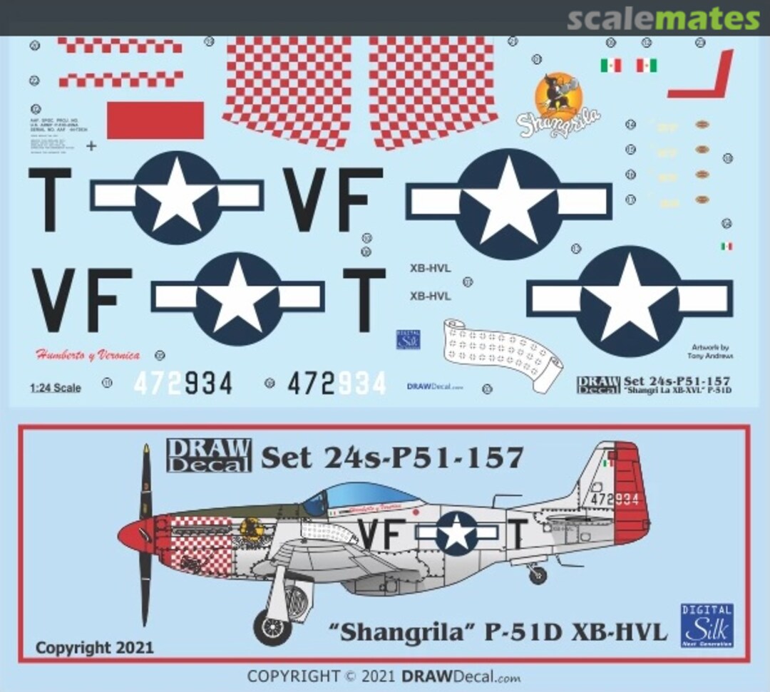 Boxart “Shangrila” P-51D XB-HVL 24-P51-157 Draw Decal