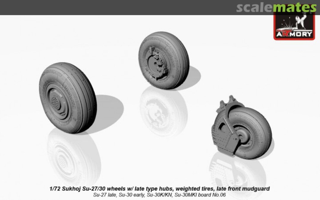 Boxart Sukhoj Su-27/30 wheels w/ late type hubs, weighted tires, late front mudguard AW72033 Armory