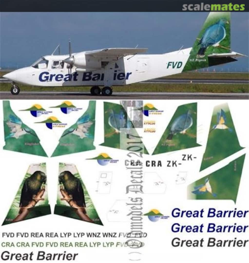 Boxart Islander - Great Barrier Airlines OMD0475 Oldmodels Decals