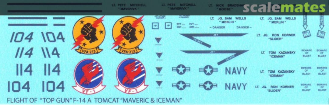 Boxart Flight of "top gun" F-14A Tomcat "Maveric & Iceman" VMS047204 Veha Maestro Decals