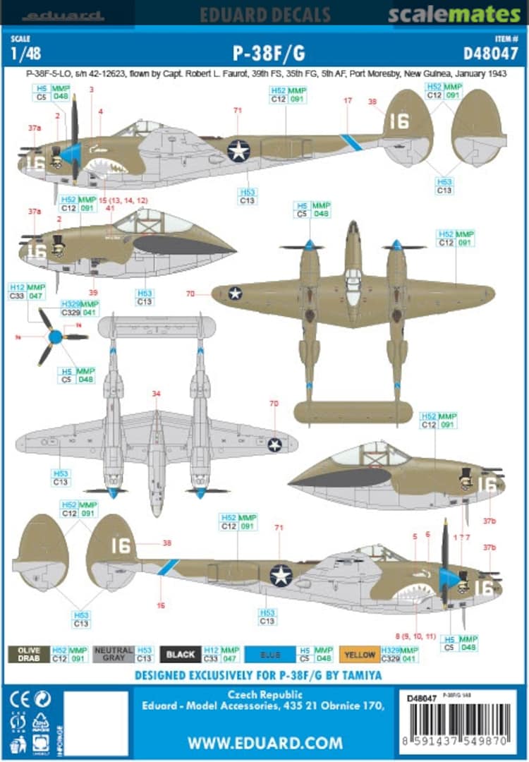 Boxart Eduard Decals P-38 F/G D48047 Eduard