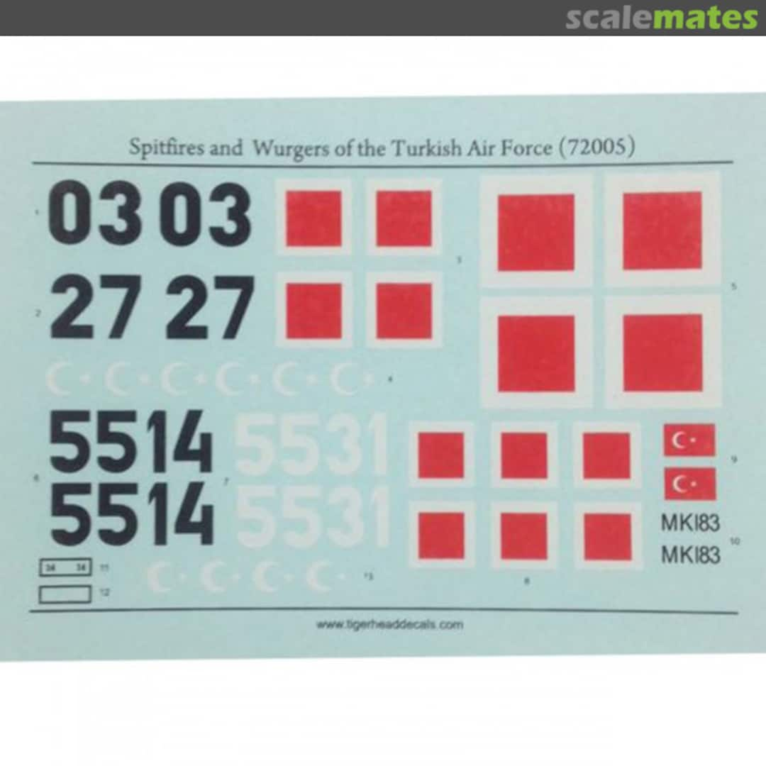 Boxart Spitfires and Wurgers of the Turkish Air Force 72005 TigerHead Decals