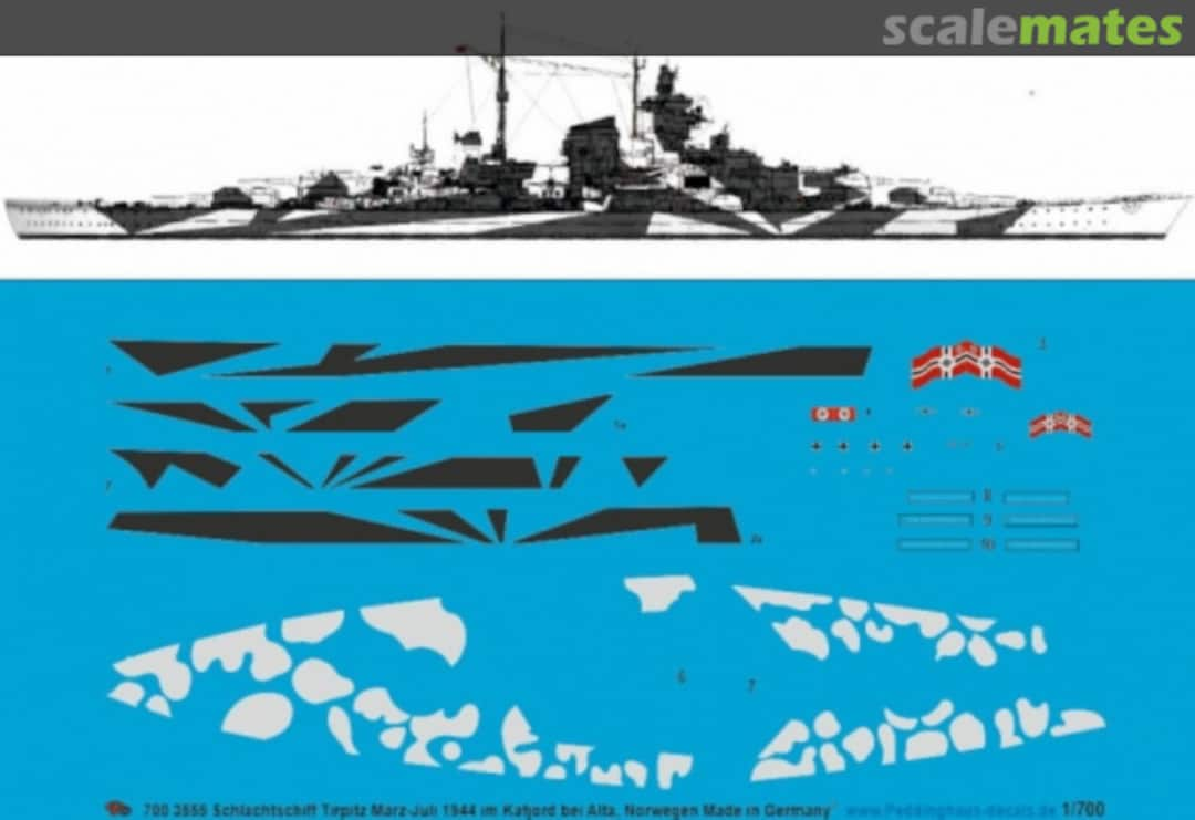 Boxart Schlachtschiff Tirpitz 700 3555 Peddinghaus-Decals