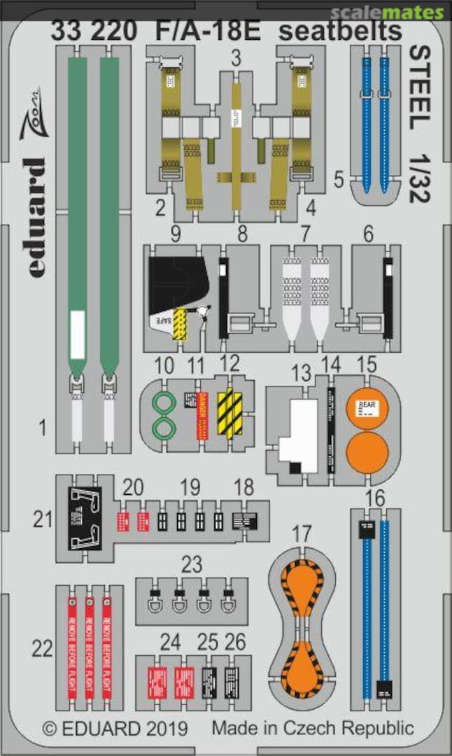 Boxart F/A-18E seatbelts STEEL 33220 Eduard