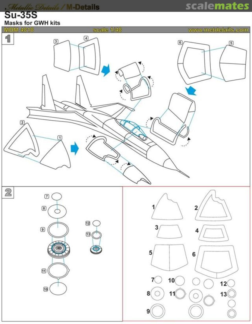 Boxart Su-35S. Masks (GWH) MDM4818 Metallic Details