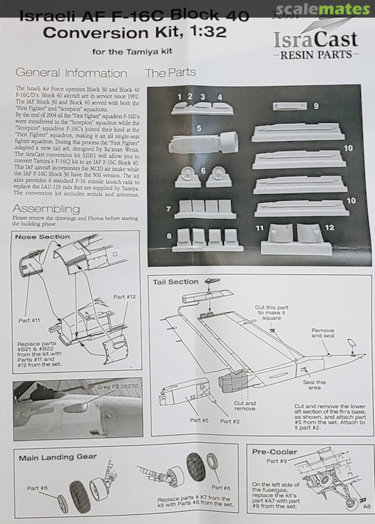 Contents Israel AF F-16C Block 40 Conversion Kit 32001 IsraCast