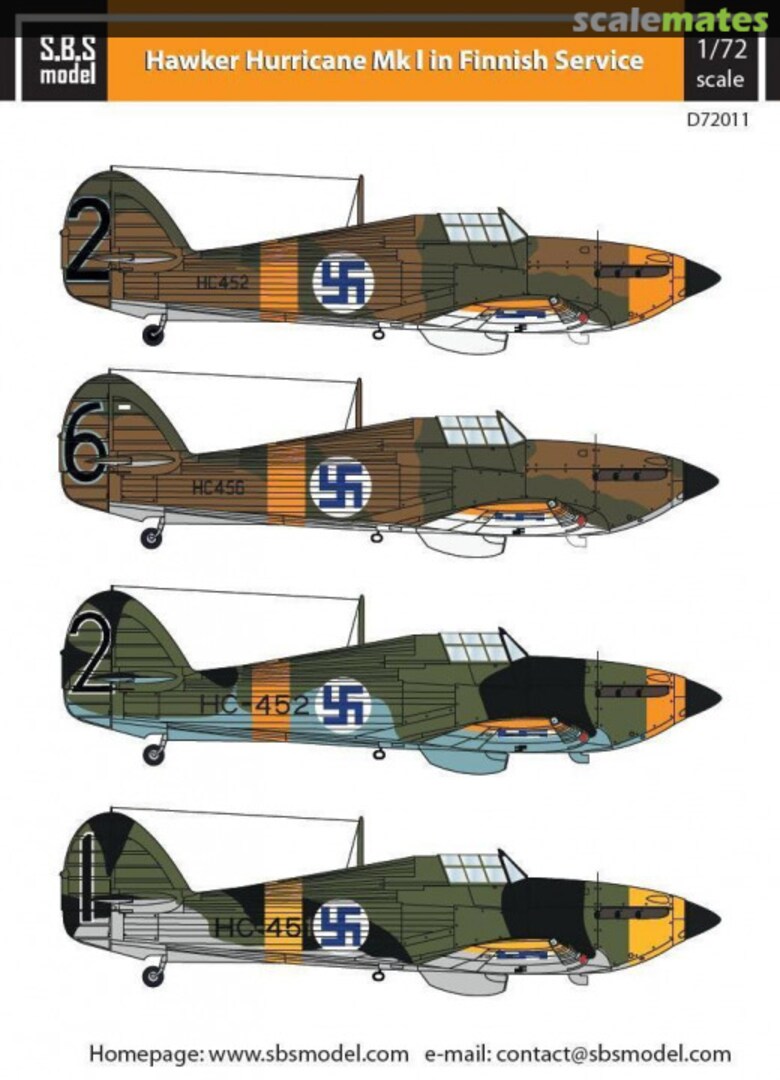 Boxart Hawker Hurricane Mk I in Finnish service D72011 SBS Model