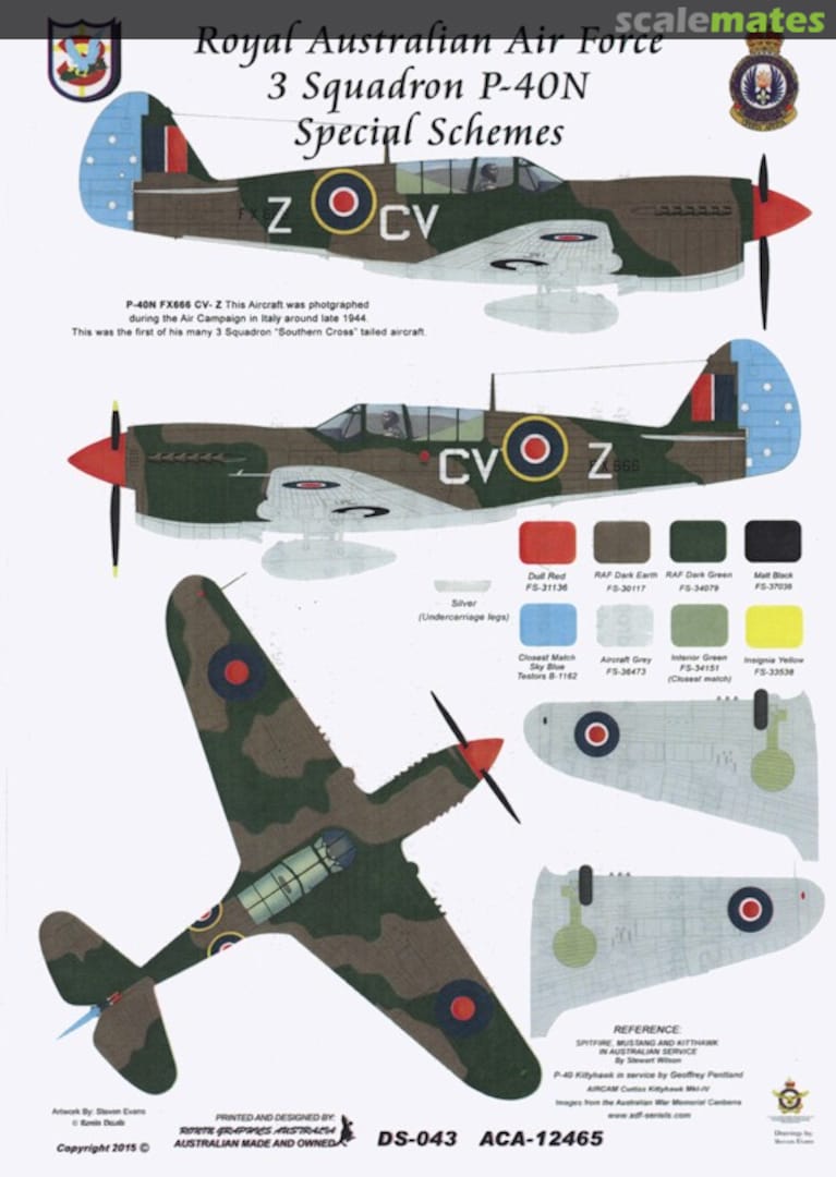 Boxart 3 Squadron P-40N DS-043 Ronin Decals