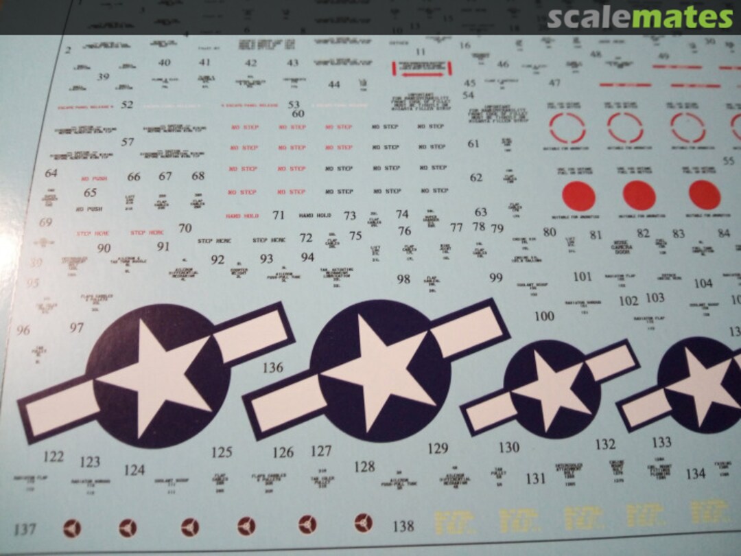 Contents P-38 Lightning stencils with insignia UR48178 UpRise Decal