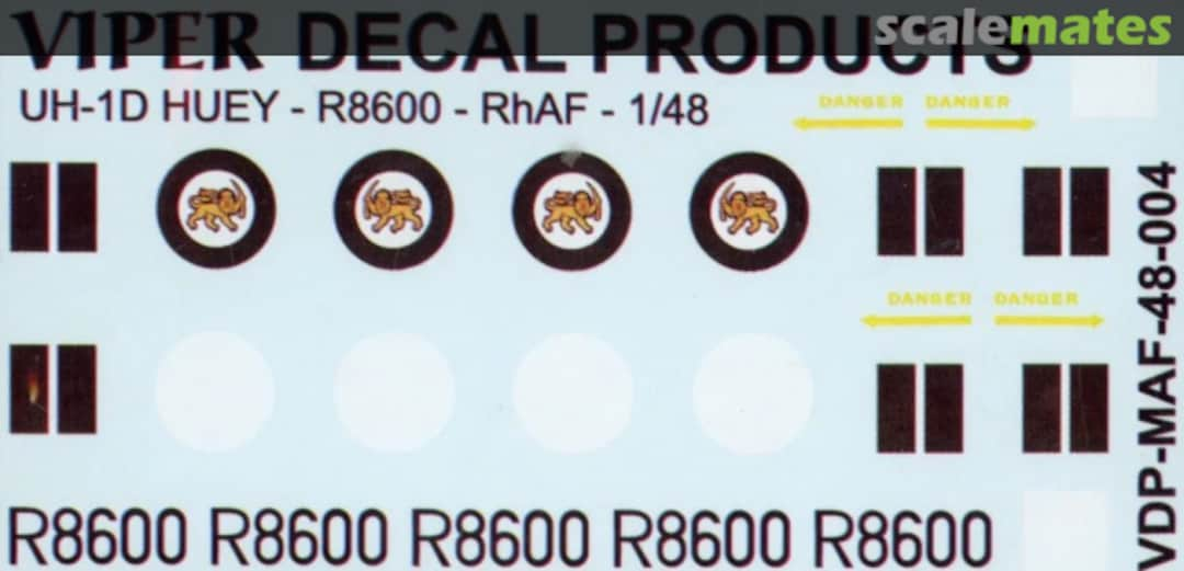 Boxart Rhodesian Air Force Bell UH-1D Huey MAF48004 Viper Decal Products