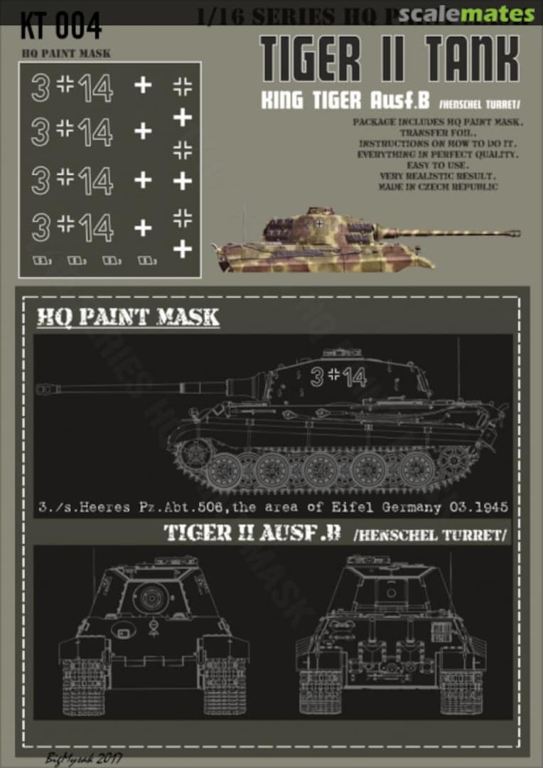 Boxart Kingtiger 3./schwere Heeres Pz.Abt. 506 the area of Eifel Germany March 1945 Paint Mask KT 004 HQ-Masks