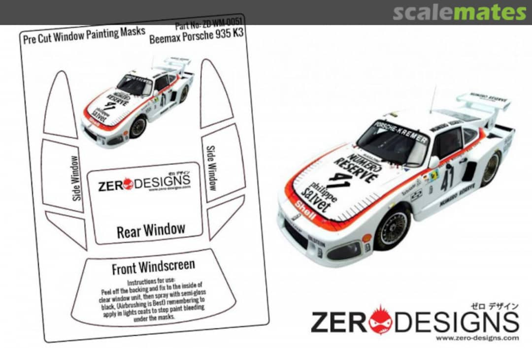 Boxart Porsche Kremer 935 K3 Pre Cut Window Painting Masks ZD-WM-0051 Zerodesigns