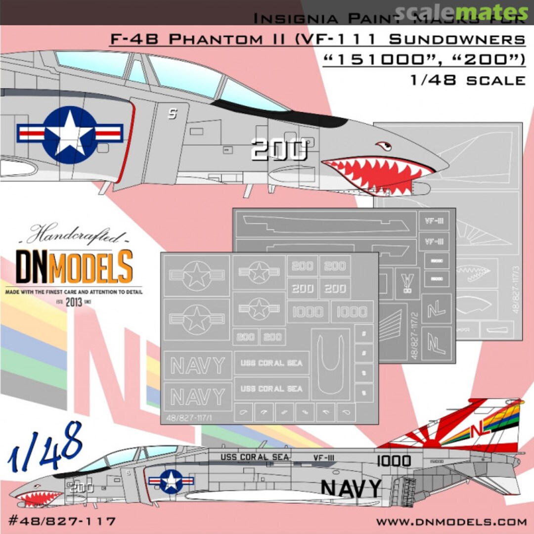 Boxart VF-111 Sundowners CAG F-4B Phantom II Insignia Paint Masks Set 48/827-117 DN Models