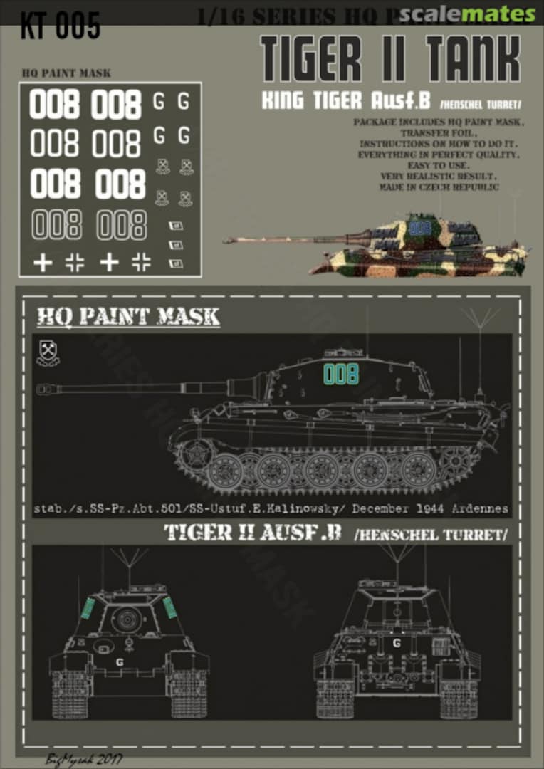 Boxart Kingtiger stab /.SS-Pz.Abt.501/SS-Ustuf.E.Kalinowski/December 1944 Ardennes Paint Mask KT 005 HQ-Masks