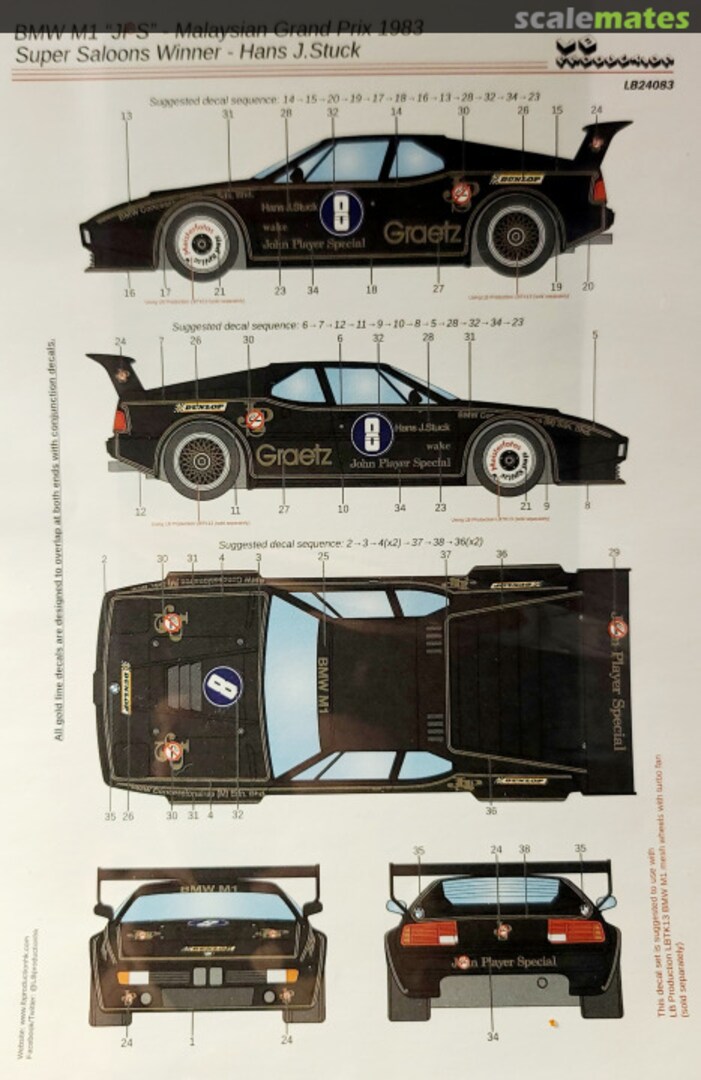 Boxart BMW M1 "JPS" - Malaysian Grand Prix 1983 LB24083 LB Production