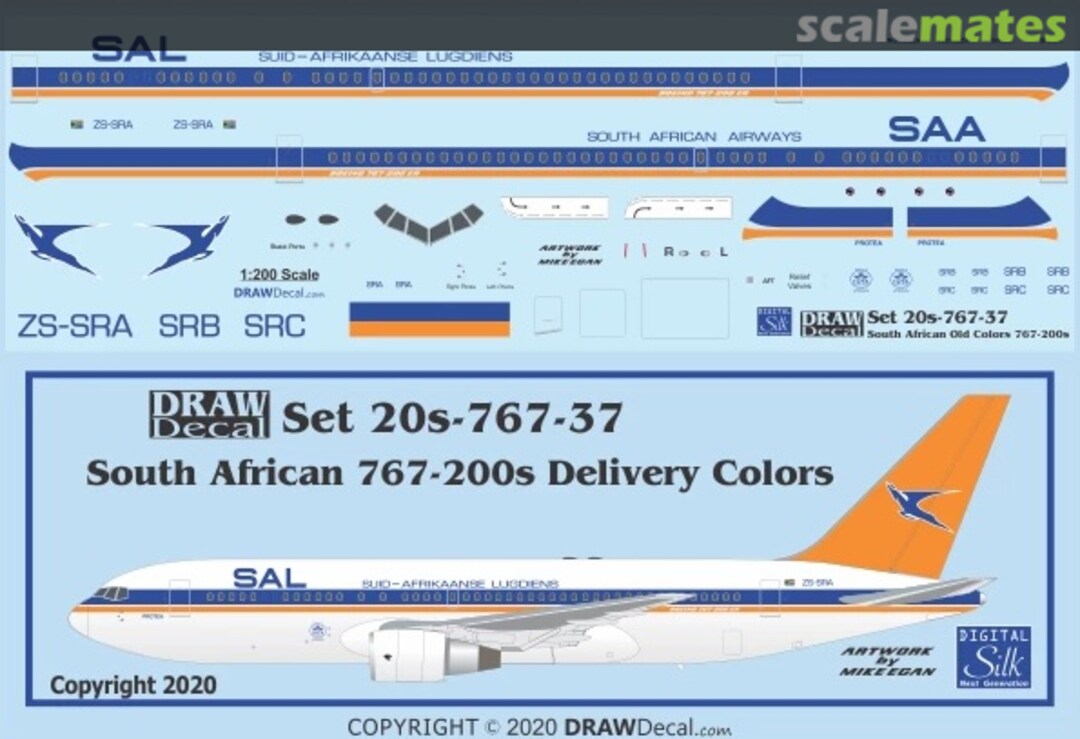 Boxart South African 767-200ERs Delivery Colors 20-767-37 Draw Decal