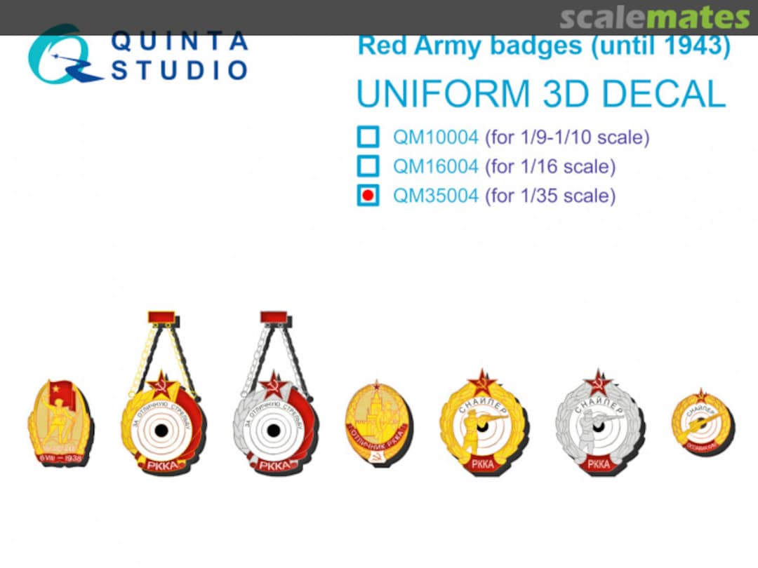 Boxart Red Army badges (until 1943) uniform 3D decals QM35004 Quinta Studio