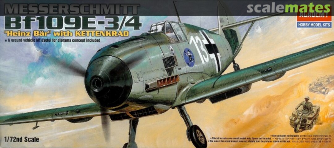 Boxart Messerschmitt Bf109E-3/4 "Heinz Bär" with Kettenkrad 2214 Academy