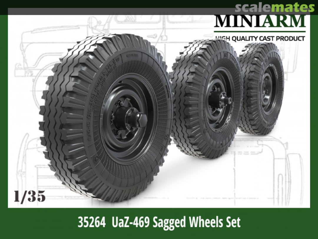 Boxart UаZ-469 Sagged wheel set (4pcs+extra ) 35264 Miniarm