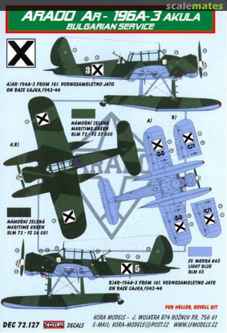 Boxart Arado Ar 196 A-3 Akula Bulgarian Service DEC72127 Kora Models