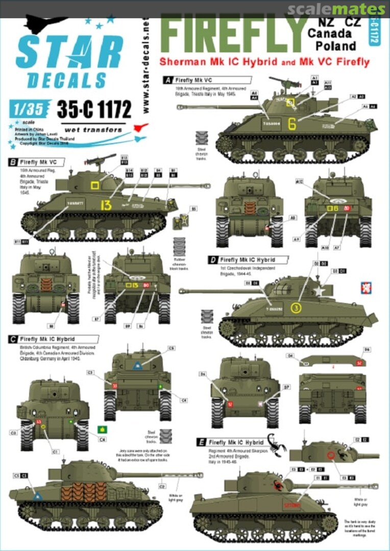 Boxart Sherman Firefly. 35-C1172 Star Decals