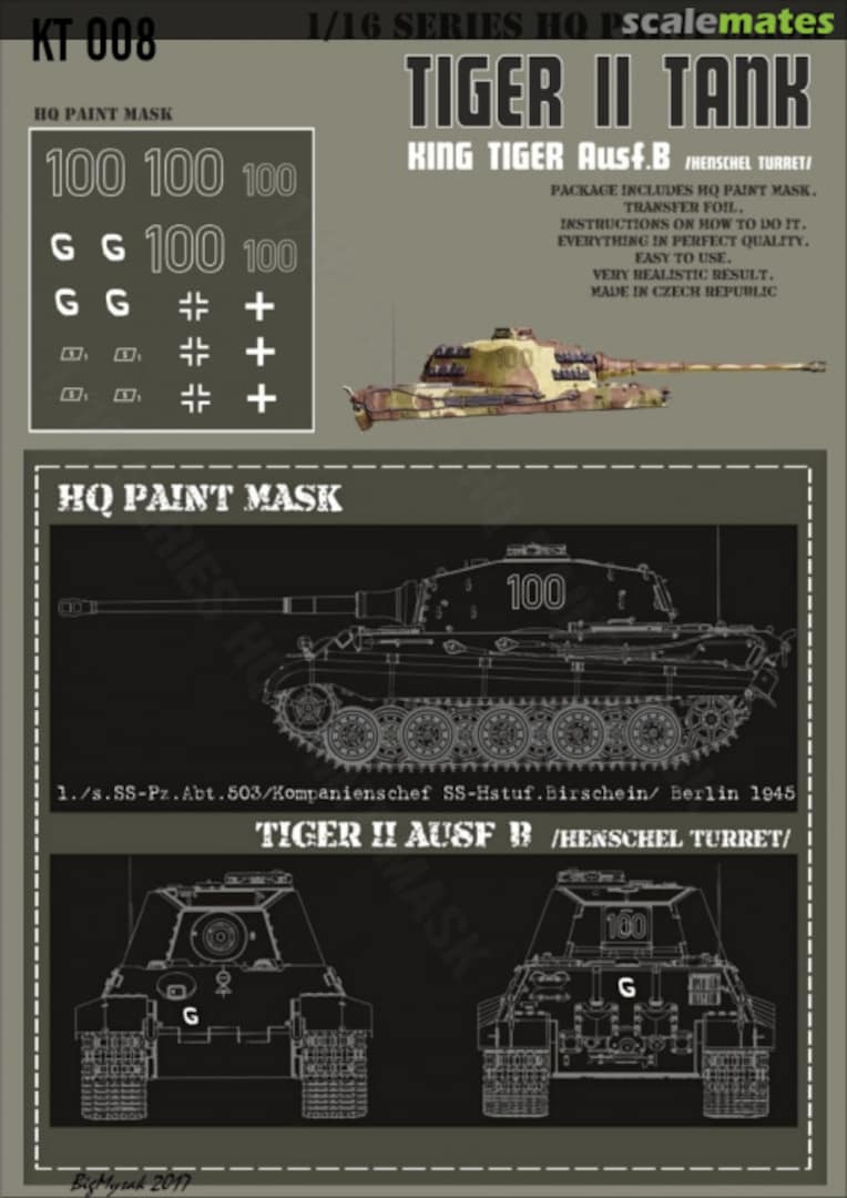 Boxart Kingtiger1./s.SS-Pz.Abt.503/Kompanienschef SS-Hstuf.Birschein/ Berlin 1945 Paint Mask KT 008 HQ-Masks