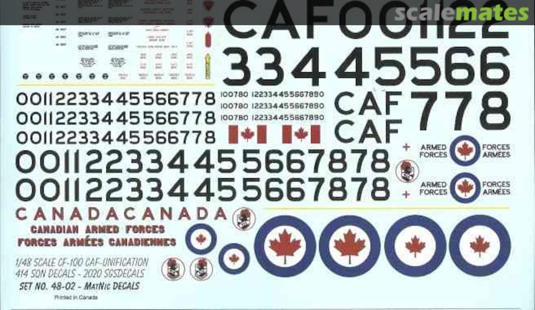 Boxart AVRO CF-100 Canuck Mk.5C/D 72-02 MatNic Decals