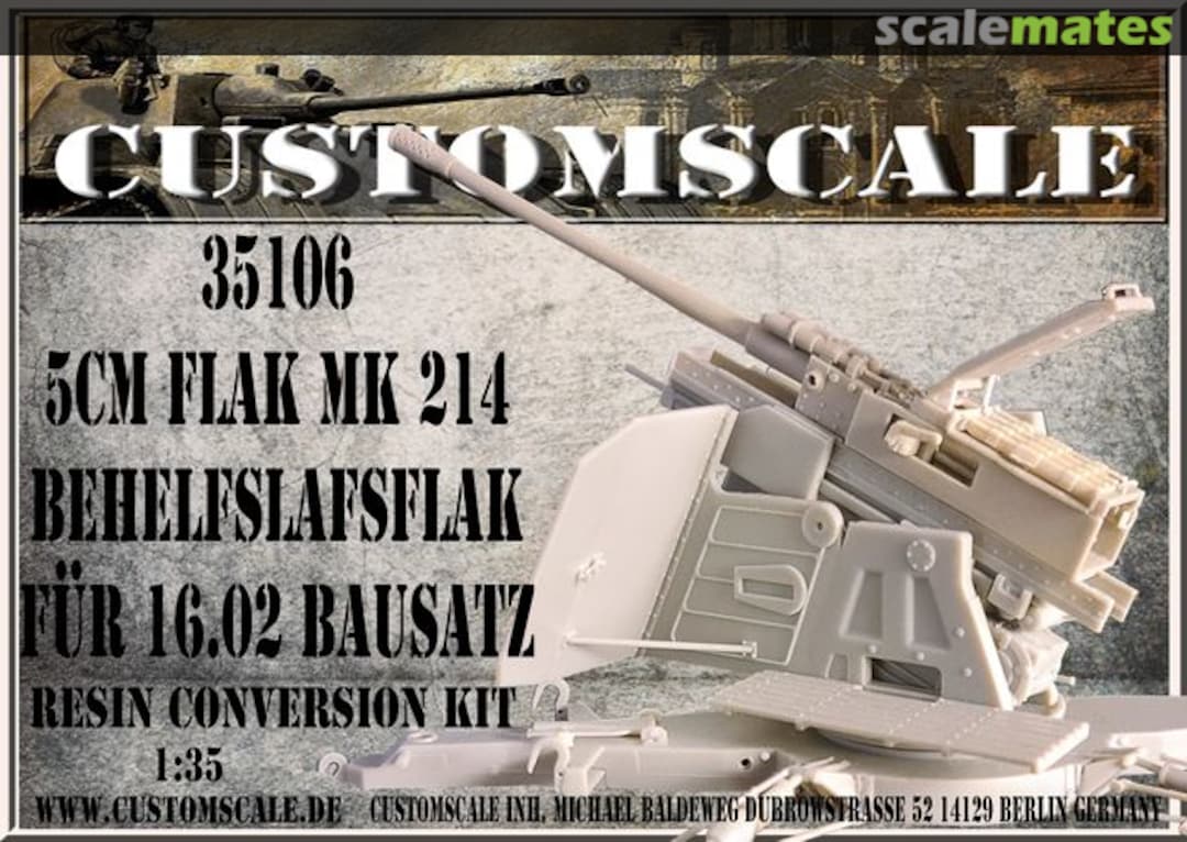 Boxart 5cm Flak Mk214 Behelfsflak coversion kit 35106 Custom-Scale