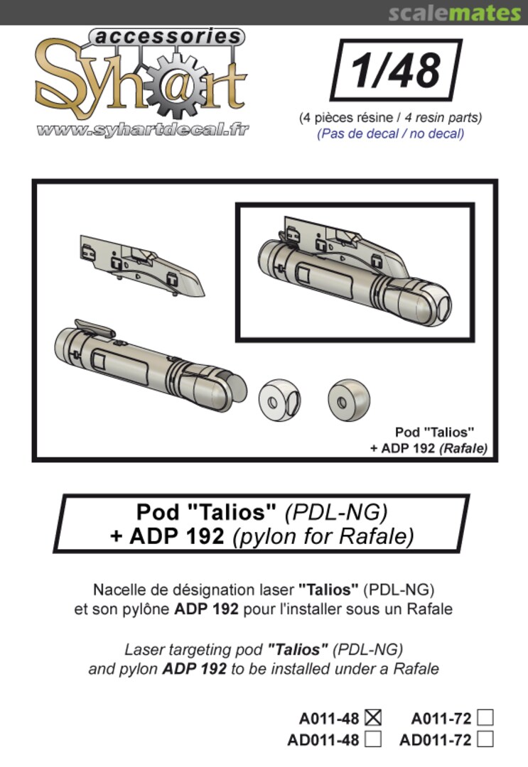 Boxart Pod "Talios" (PDL-NG) + ADP 192 pylon for Rafale A011-48 Syhart