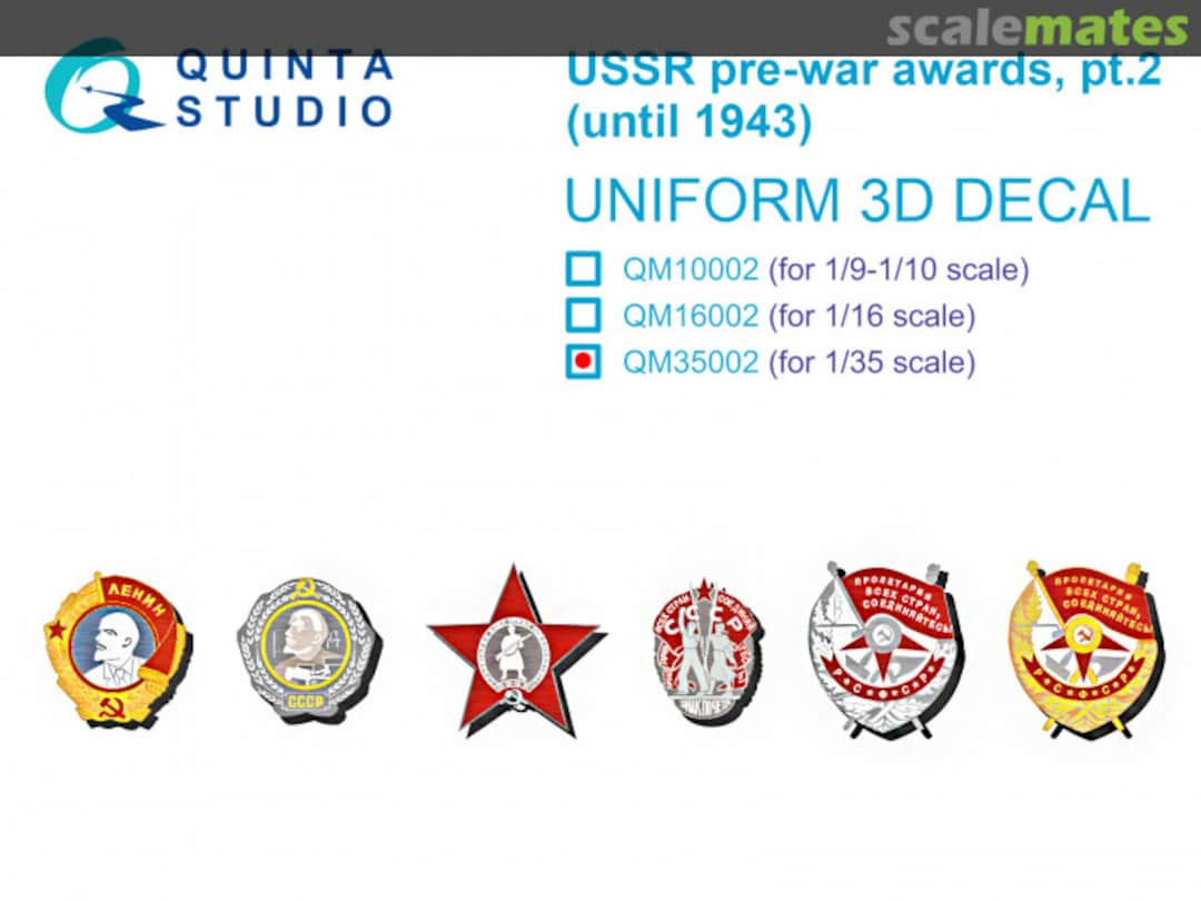 Boxart USSR pre-war awards, pt2 (until 1943) uniform 3D decals QM35002 Quinta Studio