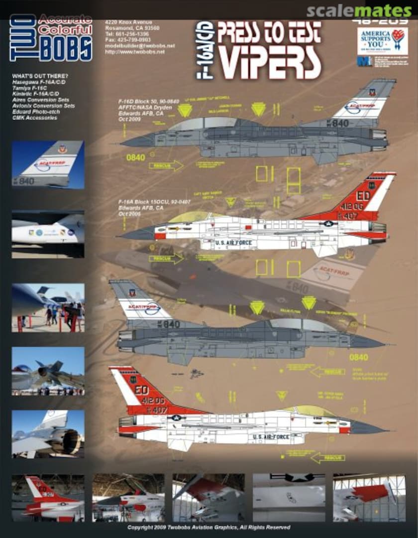 Boxart F-16A/C/D Press to Test Vipers 48-209 TwoBobs Aviation Graphics