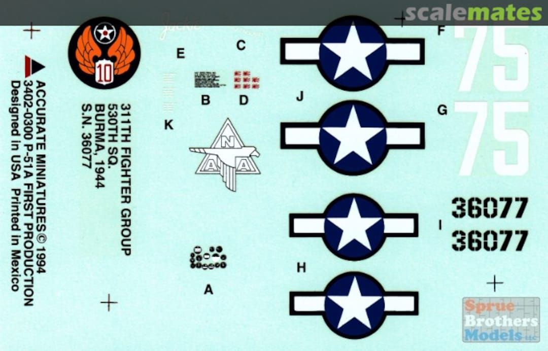 Boxart P-51A Mustang 311FG/530SQ Burma 1944 ACMD3402 Accurate Miniatures