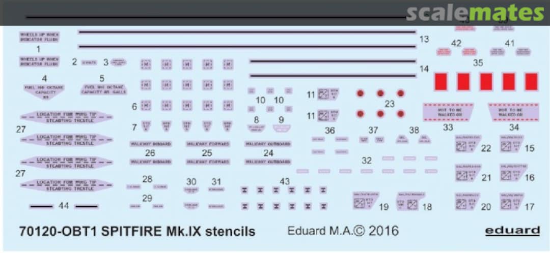 Boxart Spitfire Mk.IX stencils D72008 Eduard