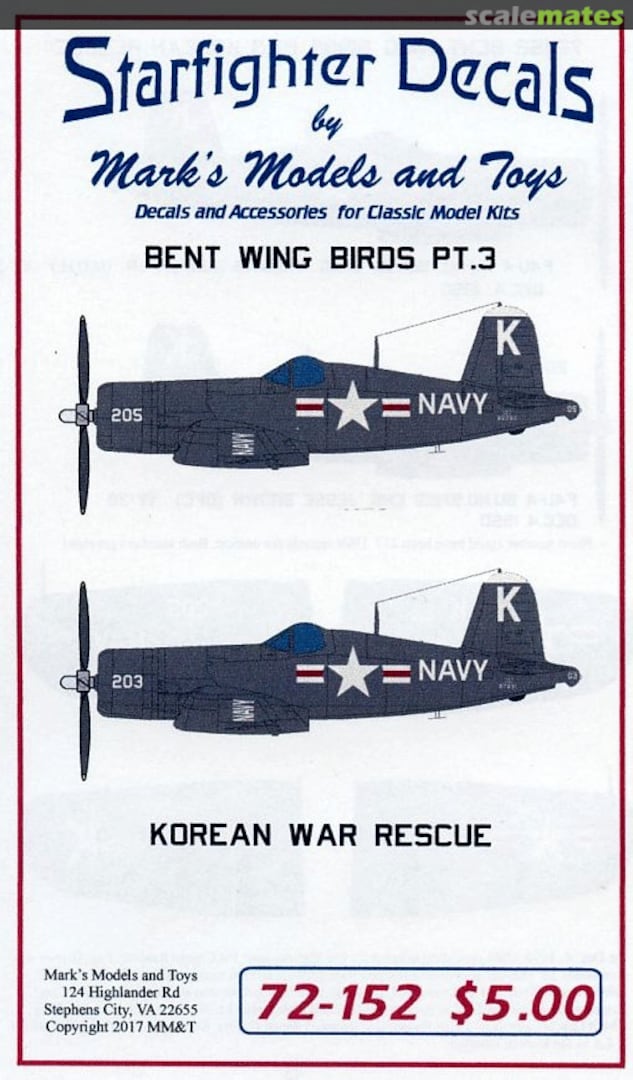 Boxart Bent Wing Birds Pt.3 72-152 Starfighter Decals