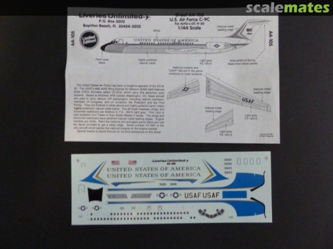 Boxart U.S. Air Force C-9C A4-105 Liveries Unlimited/Airway Graphics