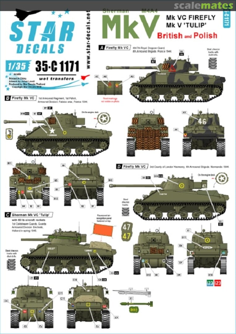 Boxart Sherman Mk V. 35-C1171 Star Decals